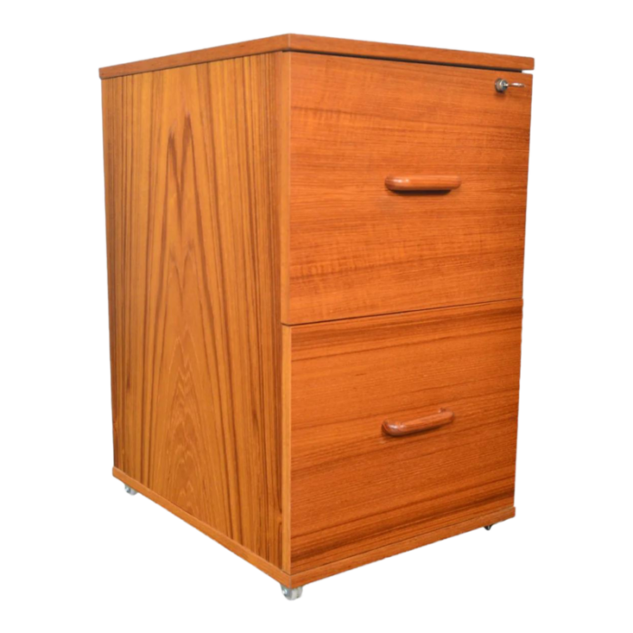 danish teak two drawer locking filing cabinet 0819