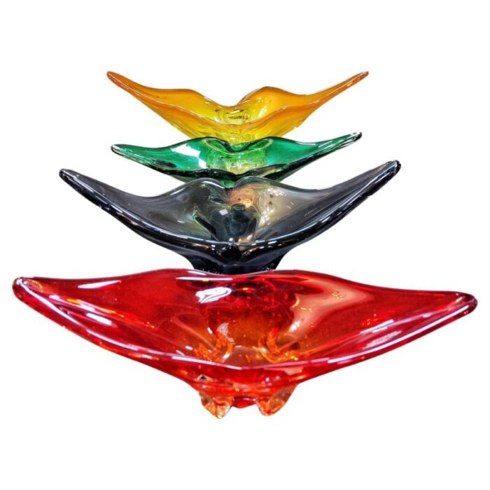 decorative glass fruit bowls attributed to josef hospodka former czechoslovakia 1970s set of 4 1