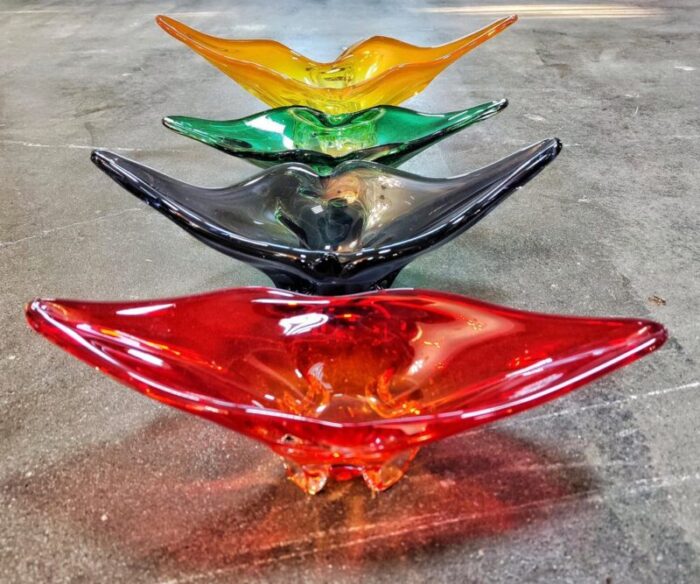 decorative glass fruit bowls attributed to josef hospodka former czechoslovakia 1970s set of 4 6