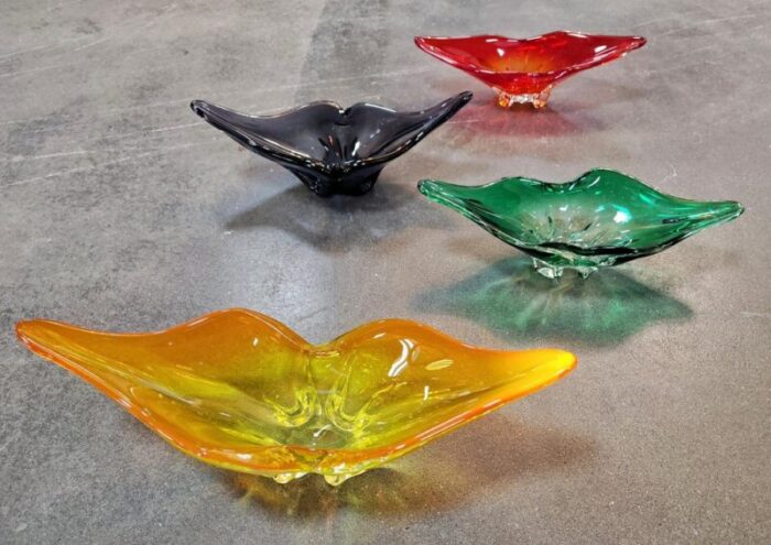 decorative glass fruit bowls attributed to josef hospodka former czechoslovakia 1970s set of 4 8