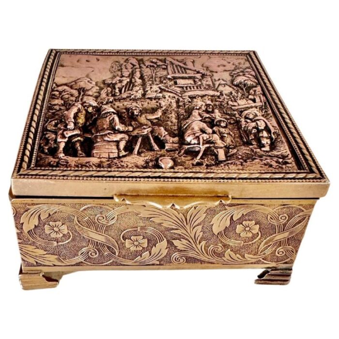 decorative jewelry box in silver and gold coloured metal france 20th century 1