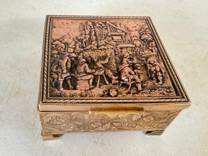 decorative jewelry box in silver and gold coloured metal france 20th century 15