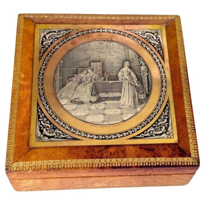 decorative or jewelry box in wood leather france 19th century 1