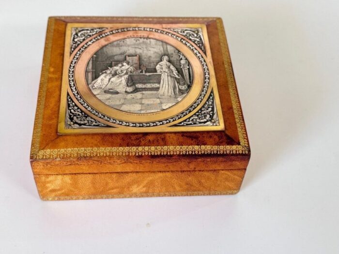 decorative or jewelry box in wood leather france 19th century 2