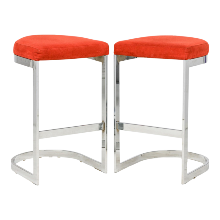 dillingham mid century american horseshoe cantilevered burnt orange counter stools a pair 2415