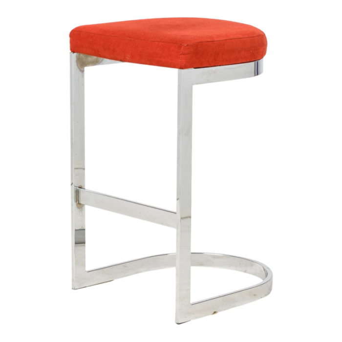 dillingham mid century american horseshoe cantilevered burnt orange counter stools a pair 4893