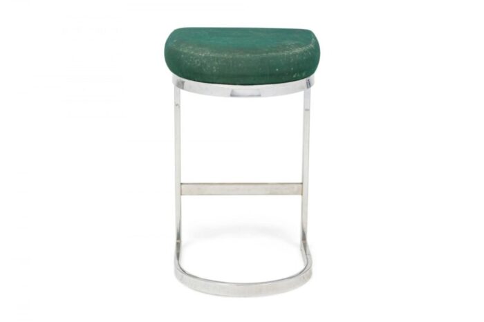 dillingham mid century american horseshoe cantilevered forest green and metal barstools a pair 5833