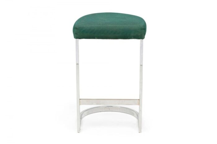 dillingham mid century american horseshoe cantilevered forest green and metal barstools a pair 7548