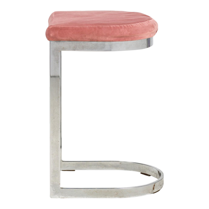 dillingham mid century american horseshoe cantilevered rose velour counter stools a pair 8843