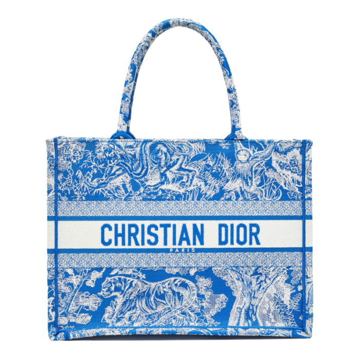 dior bluewhite embroidered canvas medium toile de jouy book tote 3507