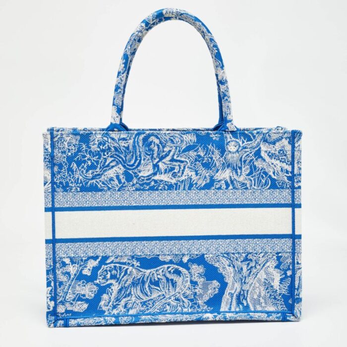 dior bluewhite embroidered canvas medium toile de jouy book tote 6578