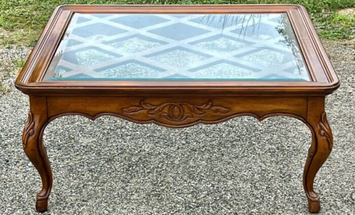 drexel heritage carved wood and glass french louis xv coffee table 1473