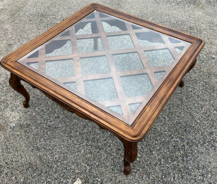 drexel heritage carved wood and glass french louis xv coffee table 1748