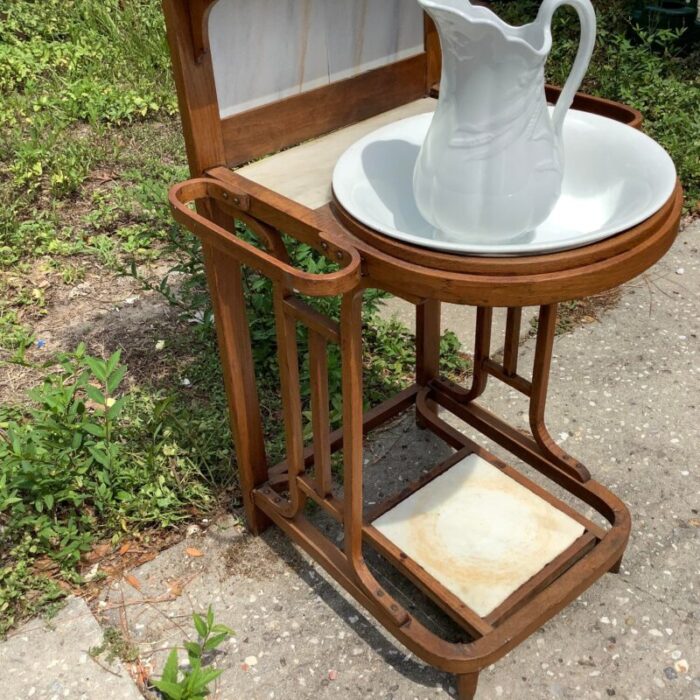 early 1800s washstand with bowl and pitcher 1726