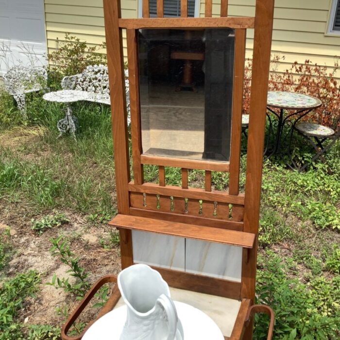 early 1800s washstand with bowl and pitcher 6247