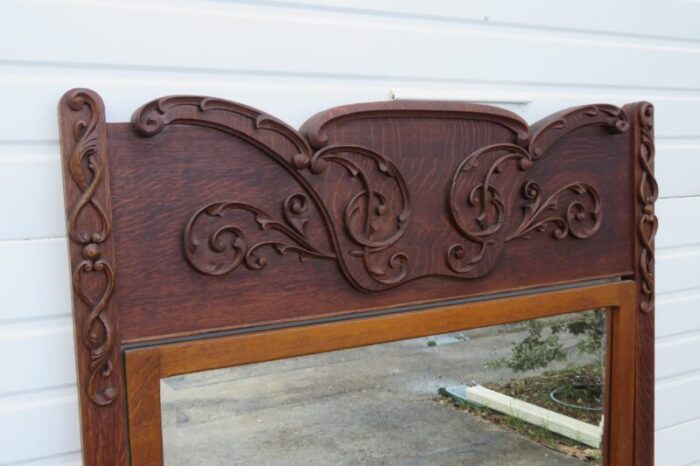 early 1900s tiger oak large dresser bathroom vanity cabinet with a mirror 5499 0124