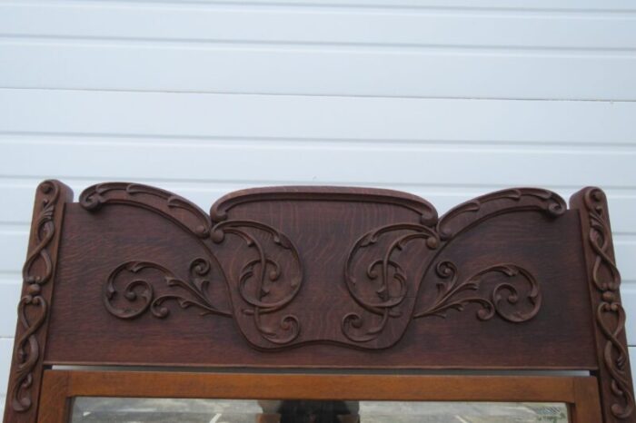 early 1900s tiger oak large dresser bathroom vanity cabinet with a mirror 5499 9383