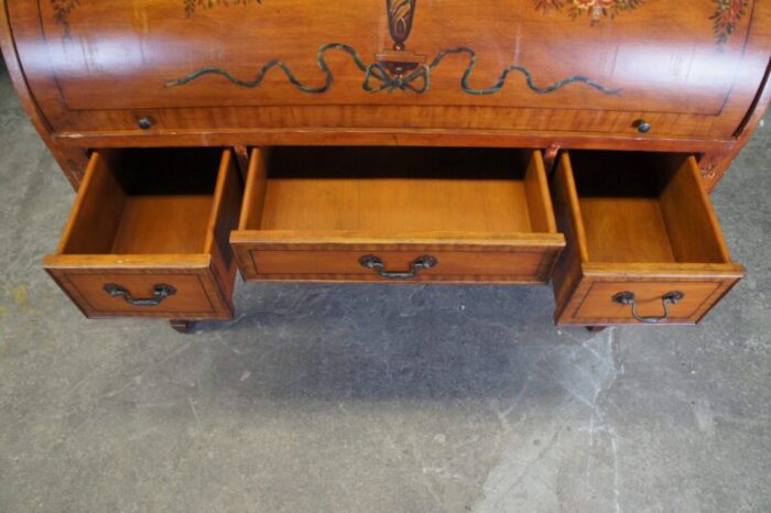 early 20th century adams style mahogany half cylinder secretary desk 6900