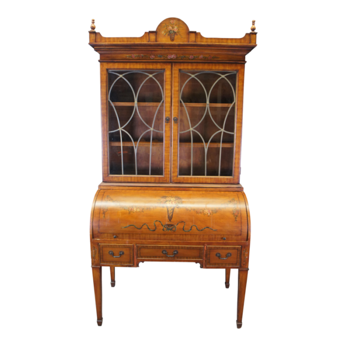 early 20th century adams style mahogany half cylinder secretary desk 8894