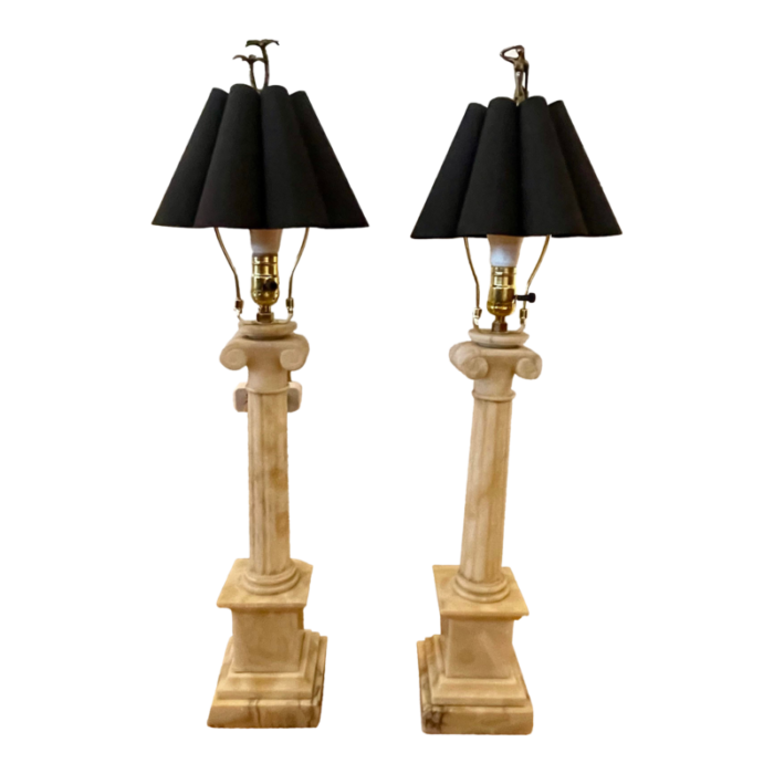 early 20th century alabaster column lamp a pair 1254