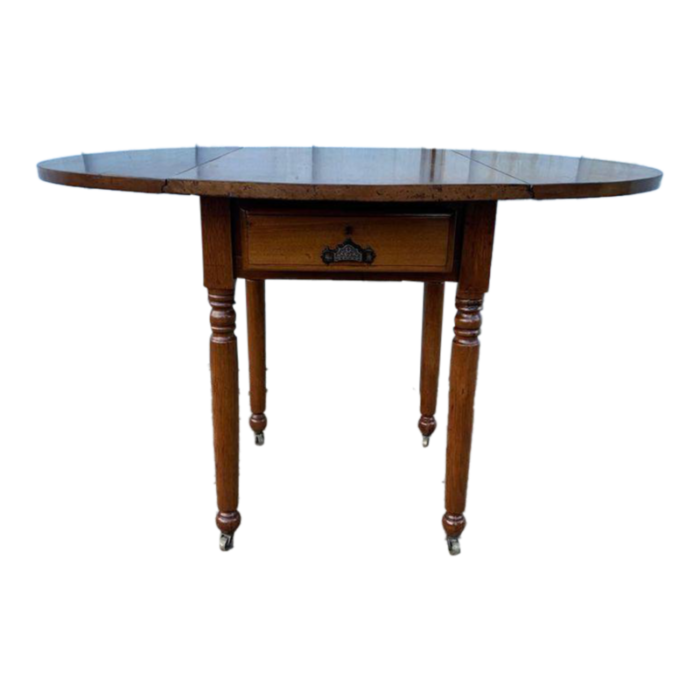 early 20th century antique federal style mahogany drop leaf side table on casters 6303