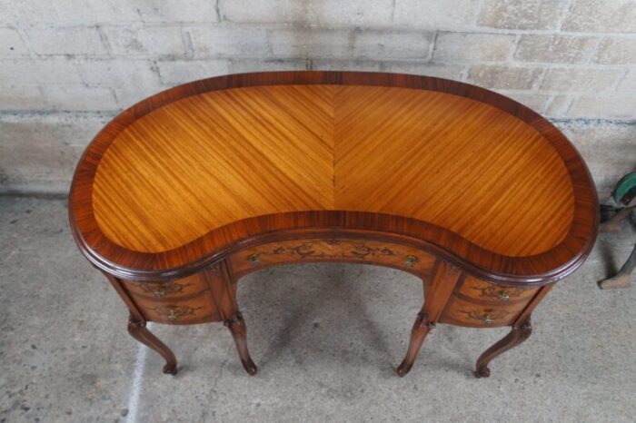 early 20th century antique french provincial mahogany kneehole kidney bean writing desk 6971