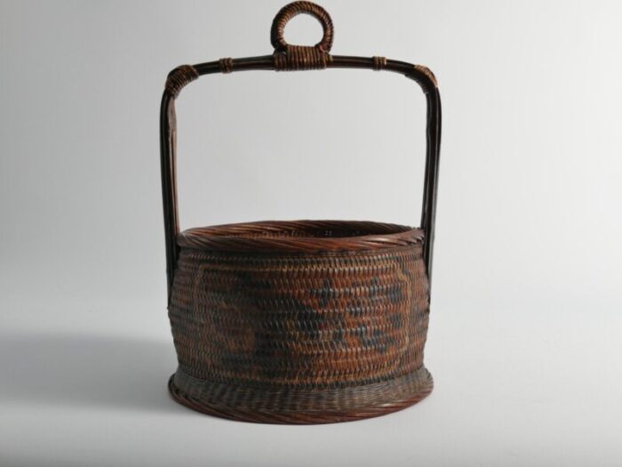 early 20th century chinese betrothal or wedding basket with peony and bird motif 11