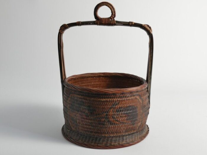 early 20th century chinese betrothal or wedding basket with peony and bird motif 14