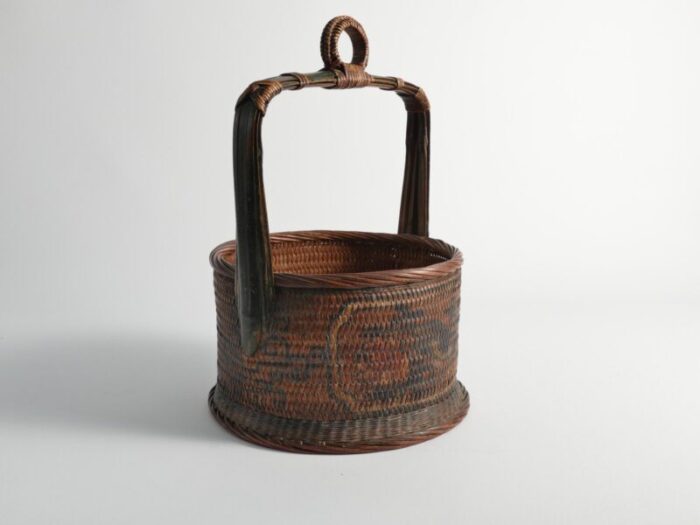 early 20th century chinese betrothal or wedding basket with peony and bird motif 17