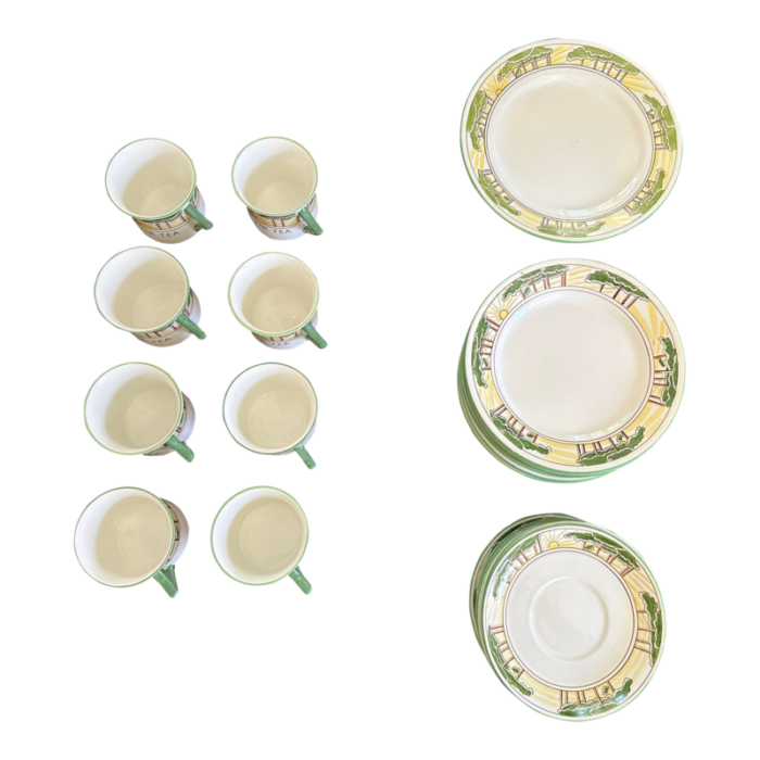 early 20th century foley art china tis time for tea art deco cup and saucer peacock pottery set 23 pieces 3475