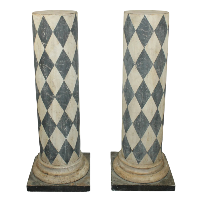 early 20th century harlequin painted italian pedestals a pair 2007