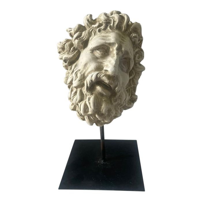 early 20th century italian plaster sculpture of lacoonte head mounted on a metal base 2381