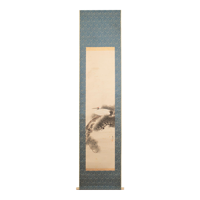 early 20th century meiji to early showa era japanese watercolor painting red crowned crane and the pine tree 3714