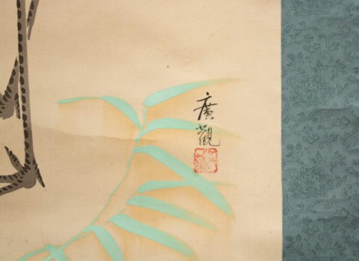 early 20th century meiji to showa era japanese watercolor silk scroll sunrise with cranes 1770