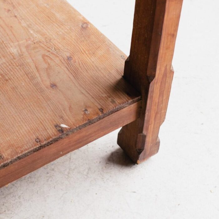 early 20th century raw pine work table 0127