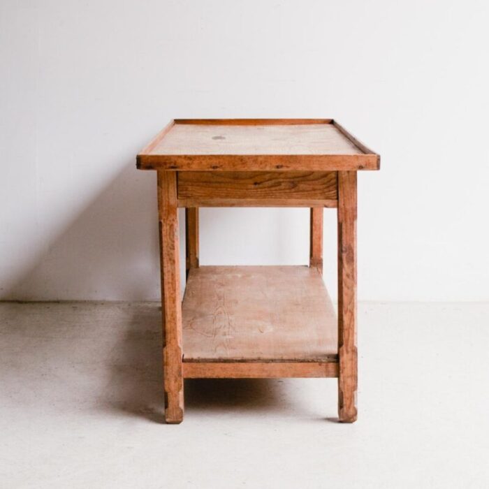 early 20th century raw pine work table 0985