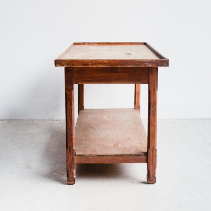 early 20th century raw pine work table 1906