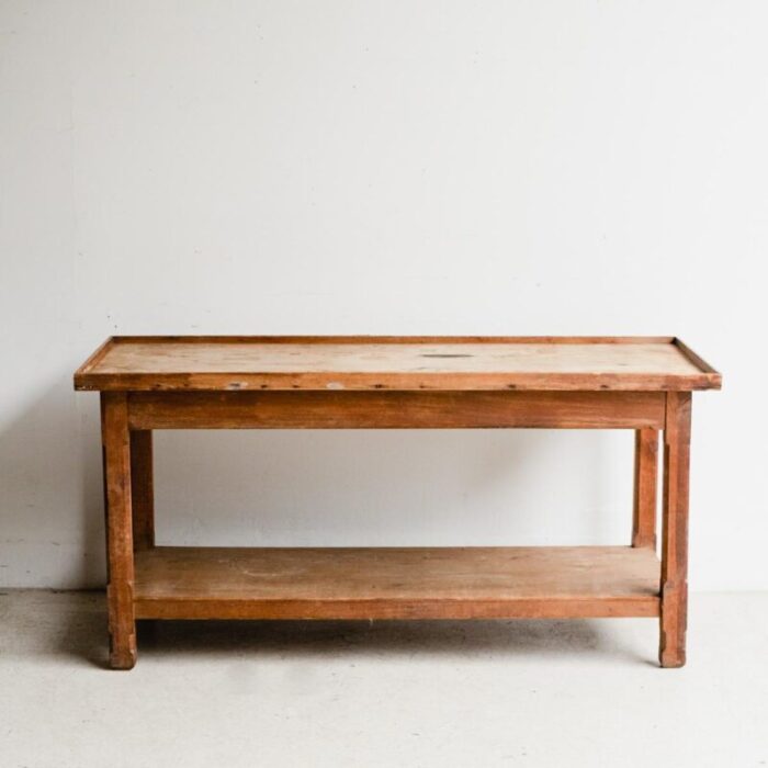 early 20th century raw pine work table 4732