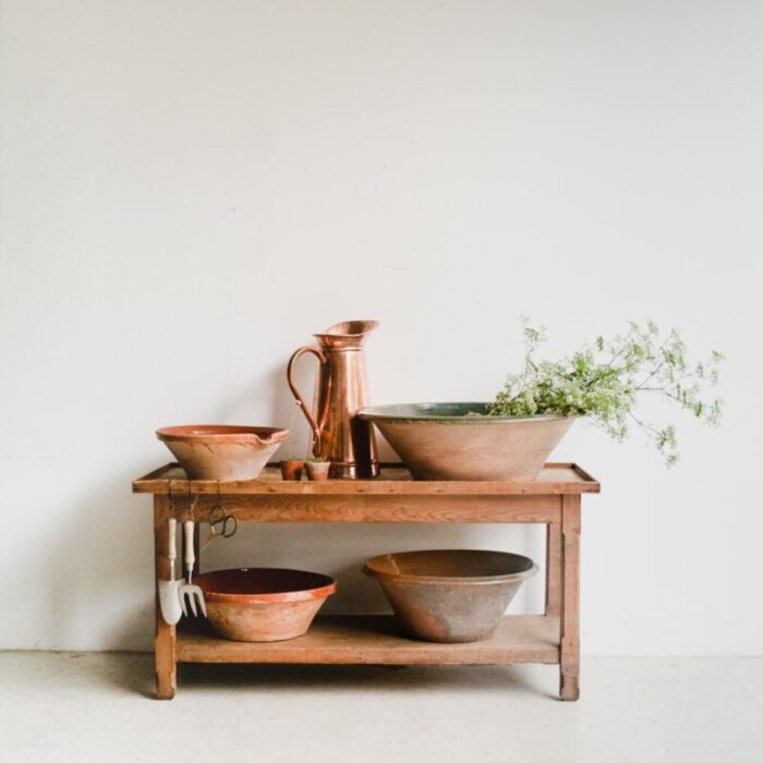 early 20th century raw pine work table 9959