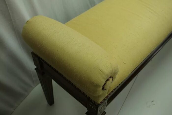 early 20th century raw silk yellow french long bench 0876