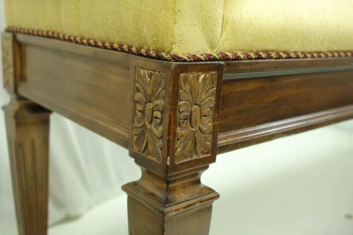 early 20th century raw silk yellow french long bench 1245