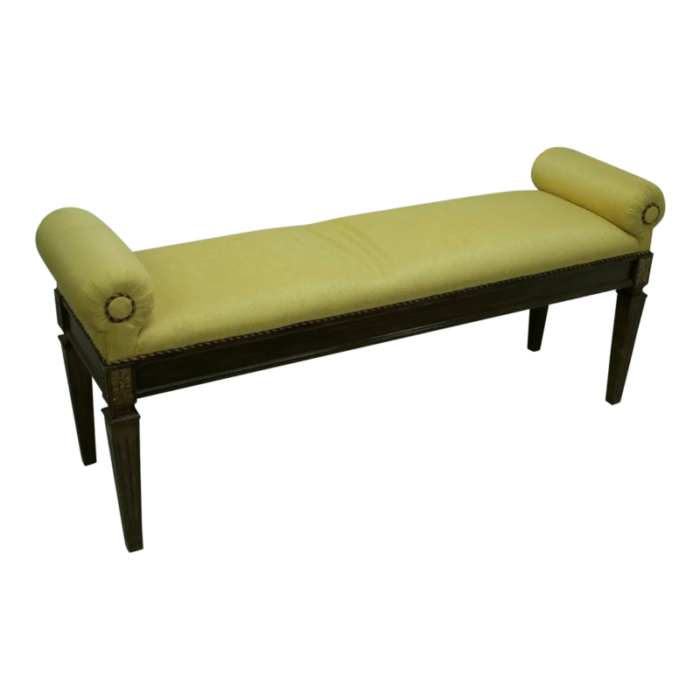 early 20th century raw silk yellow french long bench 3225