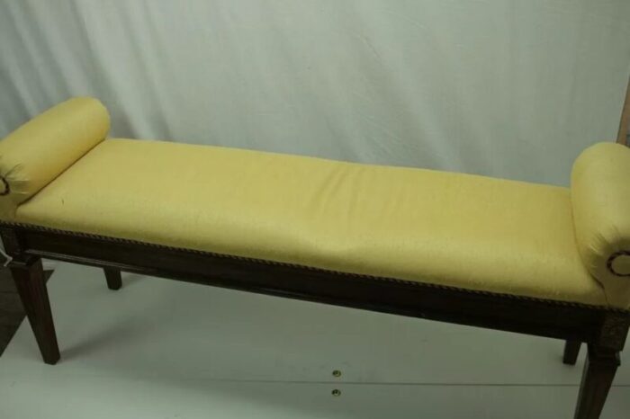 early 20th century raw silk yellow french long bench 3615