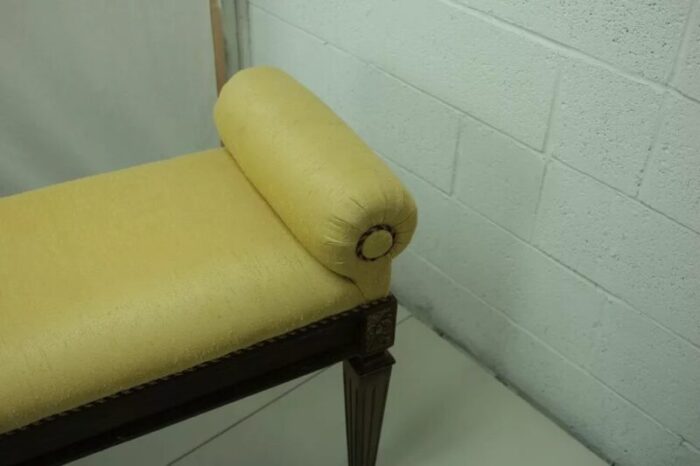 early 20th century raw silk yellow french long bench 5413