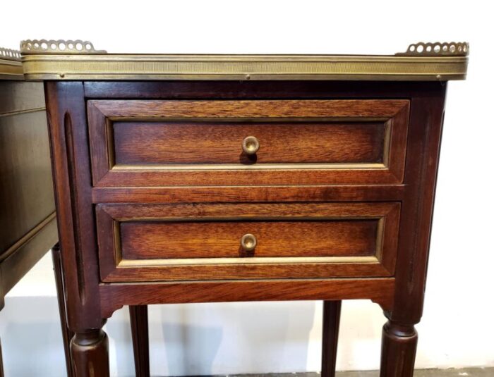 early 20th french louis xvi style mahogany marble top nightstands 9495