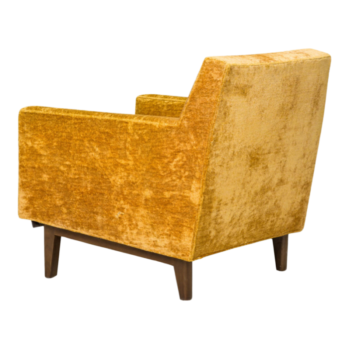 edward j wormley for dunbar american mid century crushed gold velour and walnut lounge armchair 1152