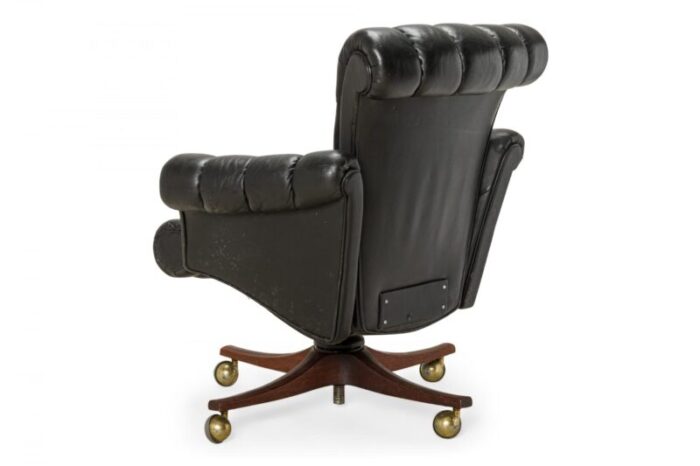 edward j wormley for dunbar american mid century in clover tufted black leather office chair 7925