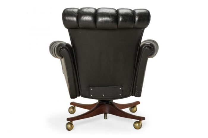 edward j wormley for dunbar american mid century in clover tufted black leather office chair 8537