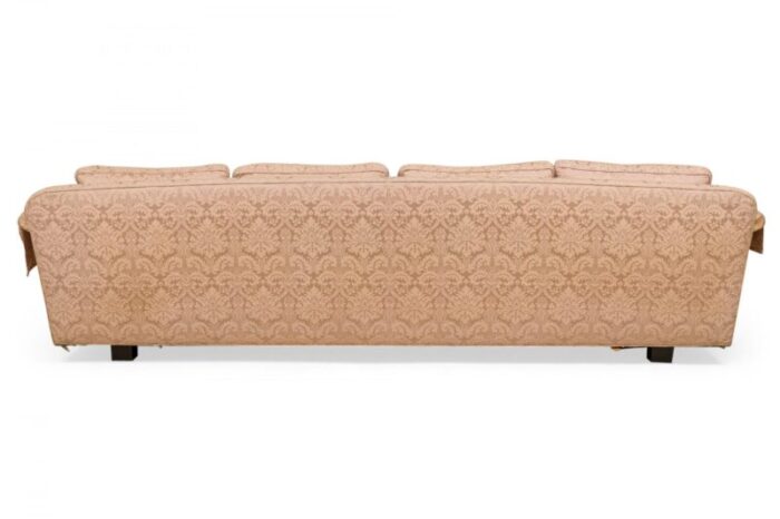 edward j wormley for dunbar american mid century rose pink fabric upholstered three seat sofa 6655