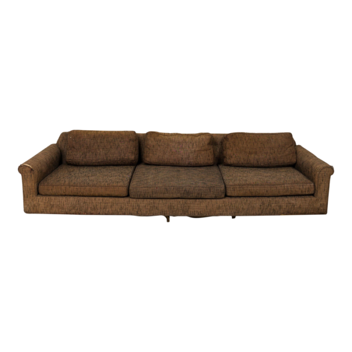 edward wormley american mid century big texan oversized brown fabric upholstered sofa 4002